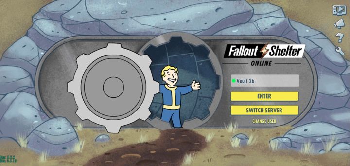 The login screen of Fallout Shelter Online