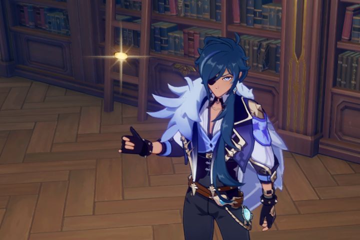 One of the playable characters tossing a coin